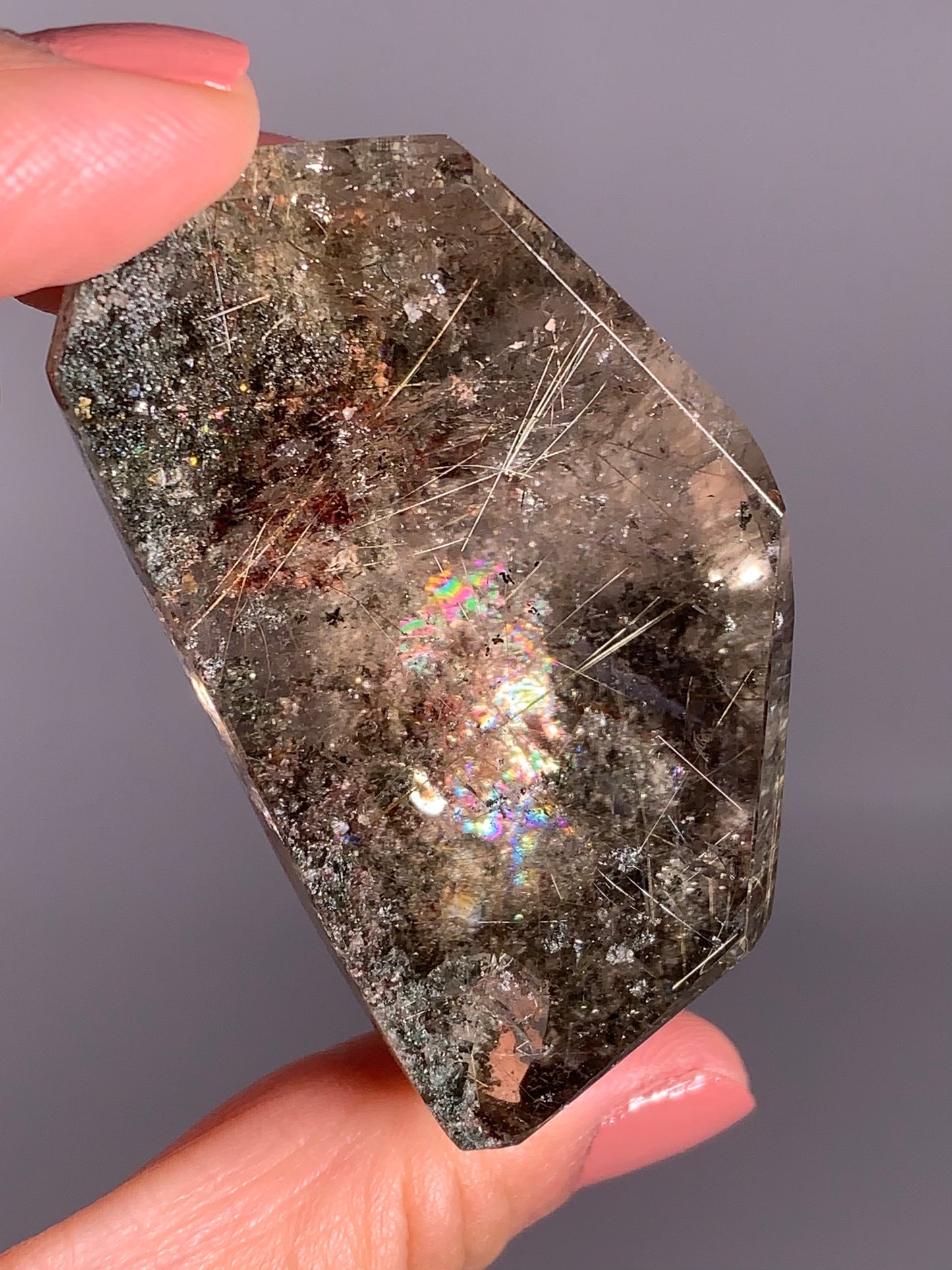 Rutile in Garden Quartz Polished Freeform – Brazil