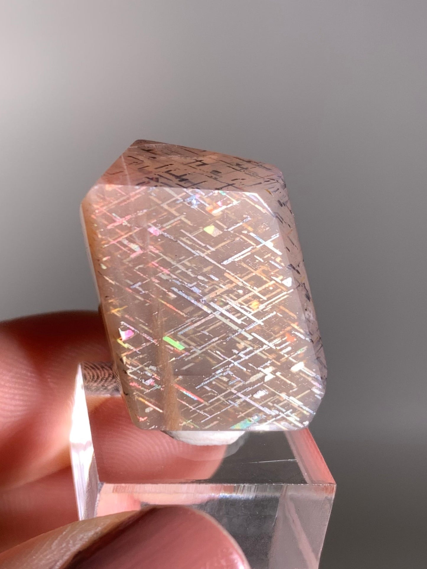 Rainbow Lattice Sunstone Polished Freeform