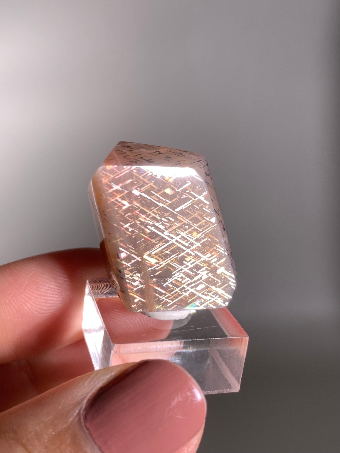 Rainbow Lattice Sunstone Polished Freeform