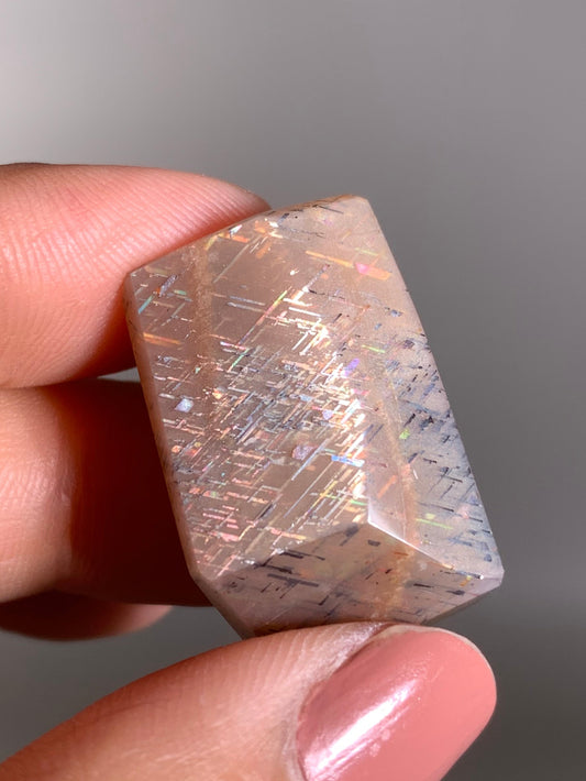 Rainbow Lattice Sunstone Polished Freeform