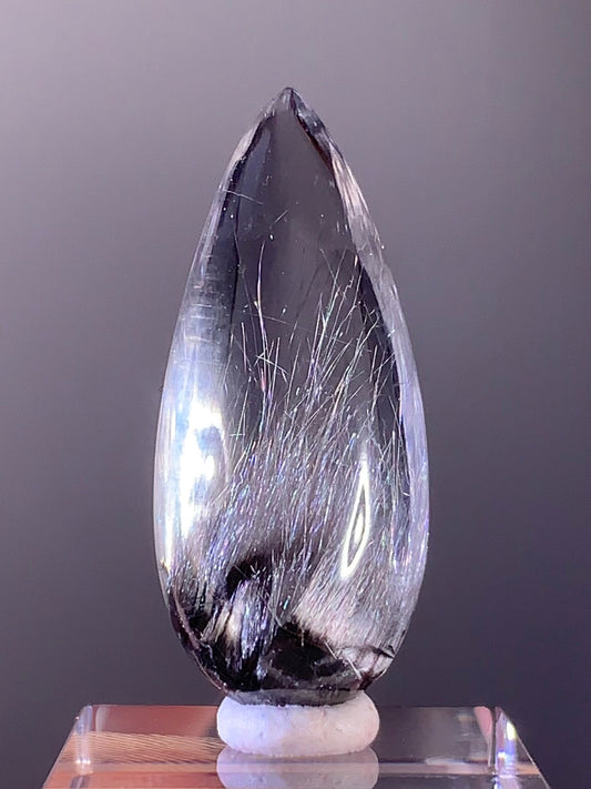 Collector’s Grade Silver Brookite Rutile Quartz Polished Teardrop – Brazil