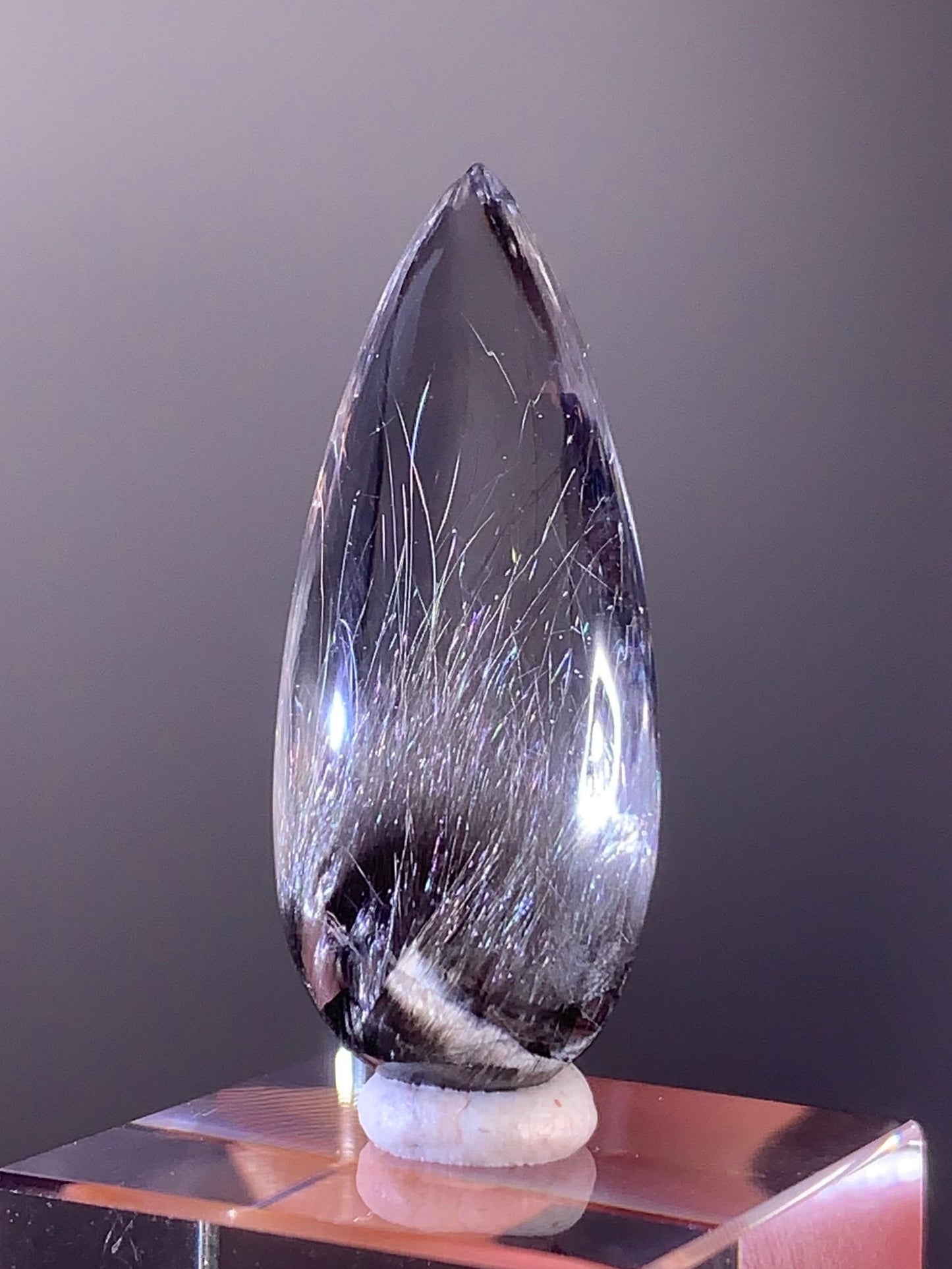 Collector’s Grade Silver Brookite Rutile Quartz Polished Teardrop – Brazil