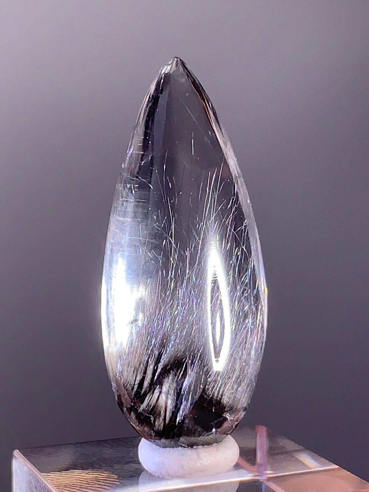 Collector’s Grade Silver Brookite Rutile Quartz Polished Teardrop – Brazil