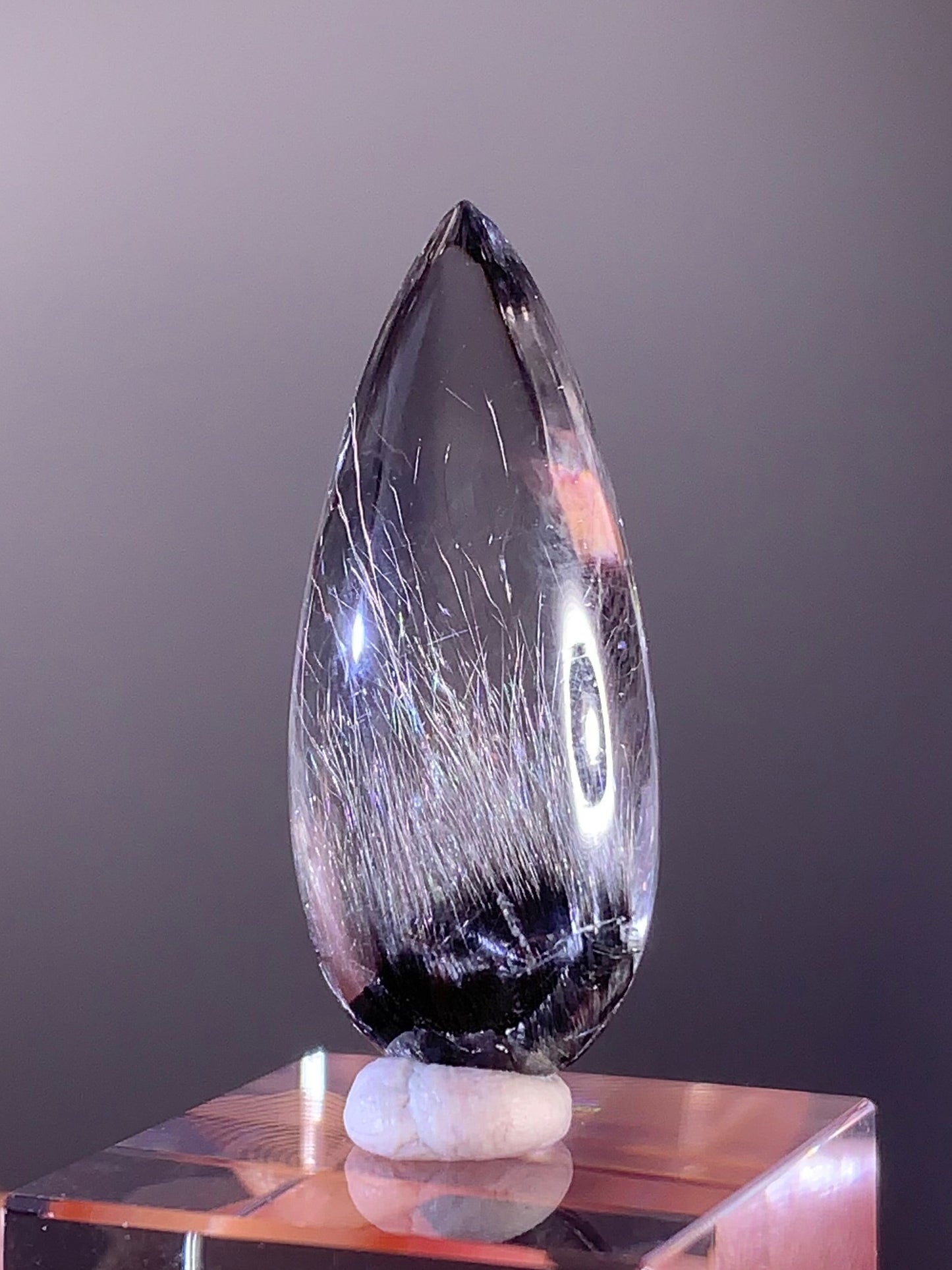 Collector’s Grade Silver Brookite Rutile Quartz Polished Teardrop – Brazil