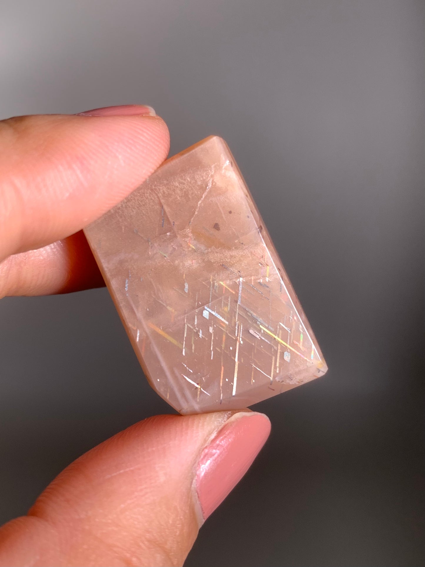 Rainbow Lattice Sunstone Polished Freeform