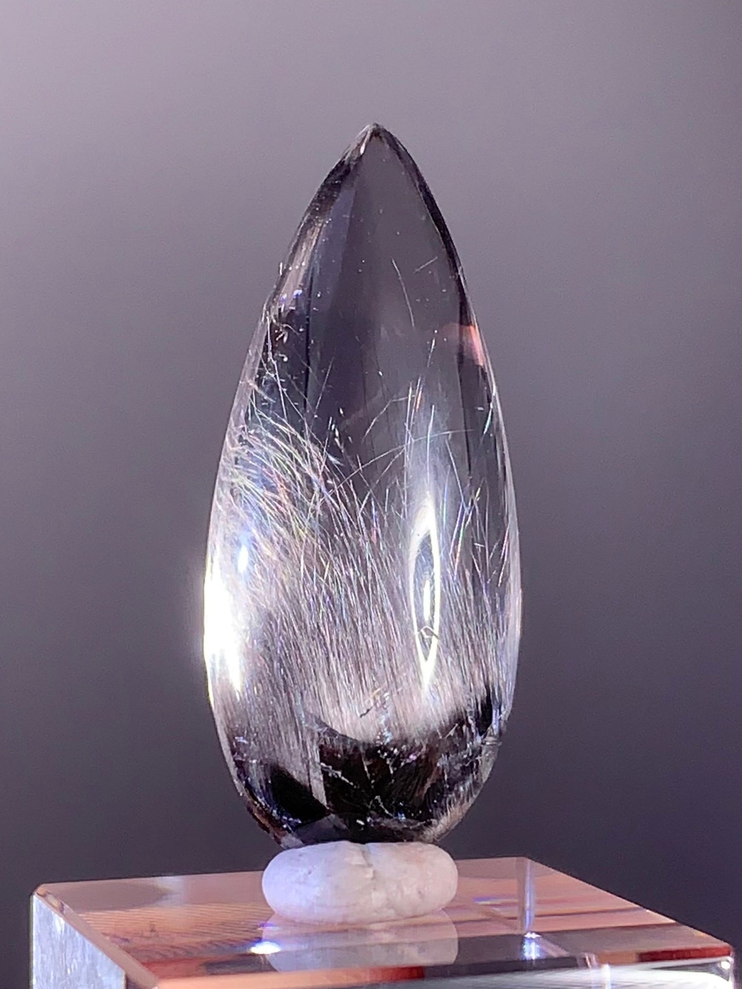 Collector’s Grade Silver Brookite Rutile Quartz Polished Teardrop – Brazil