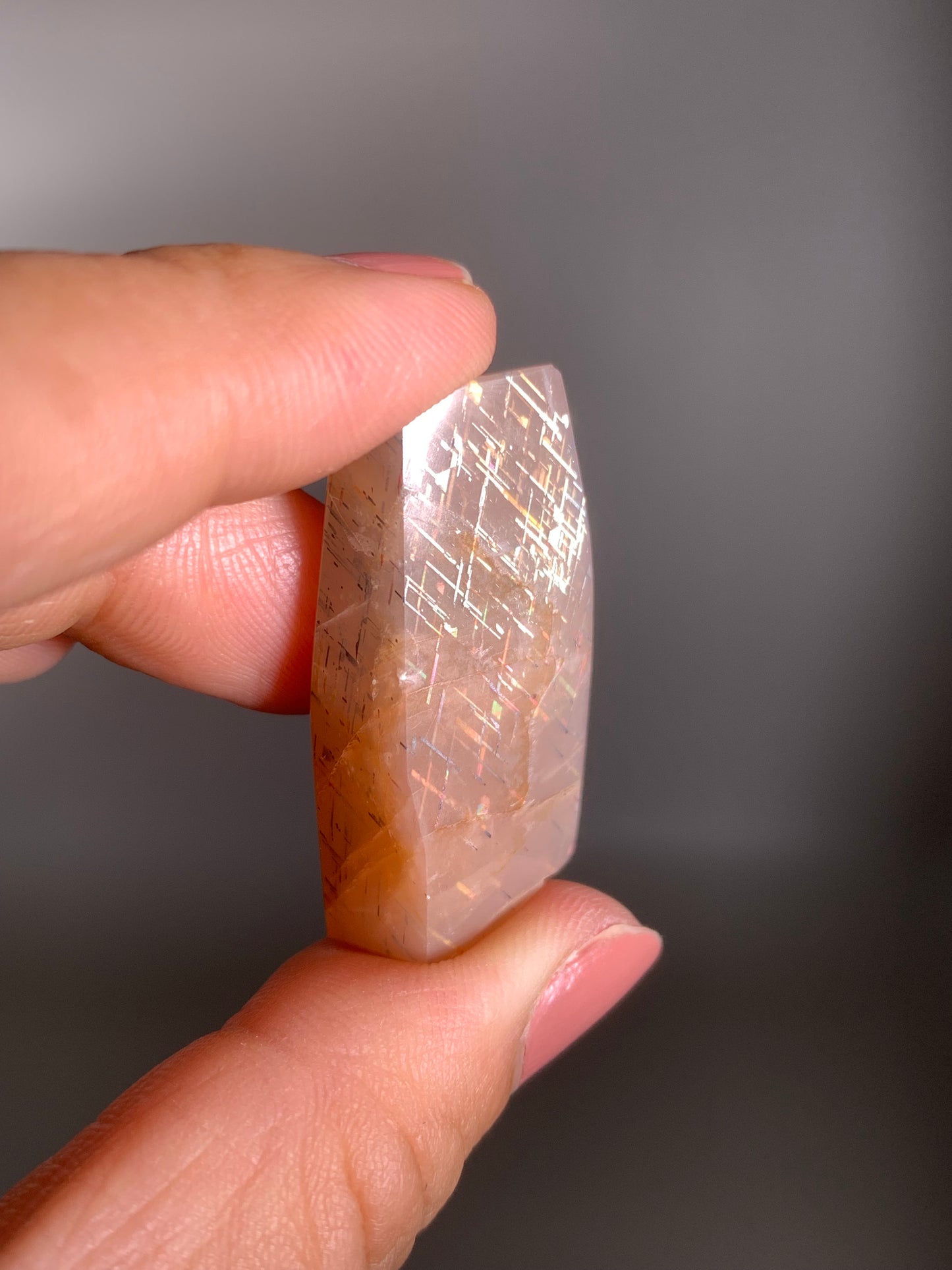 Rainbow Lattice Sunstone Polished Freeform