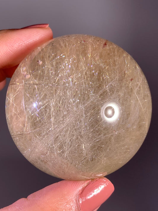 Large Collector’s Grade Light Gold Rutile Quartz Sphere – Brazil