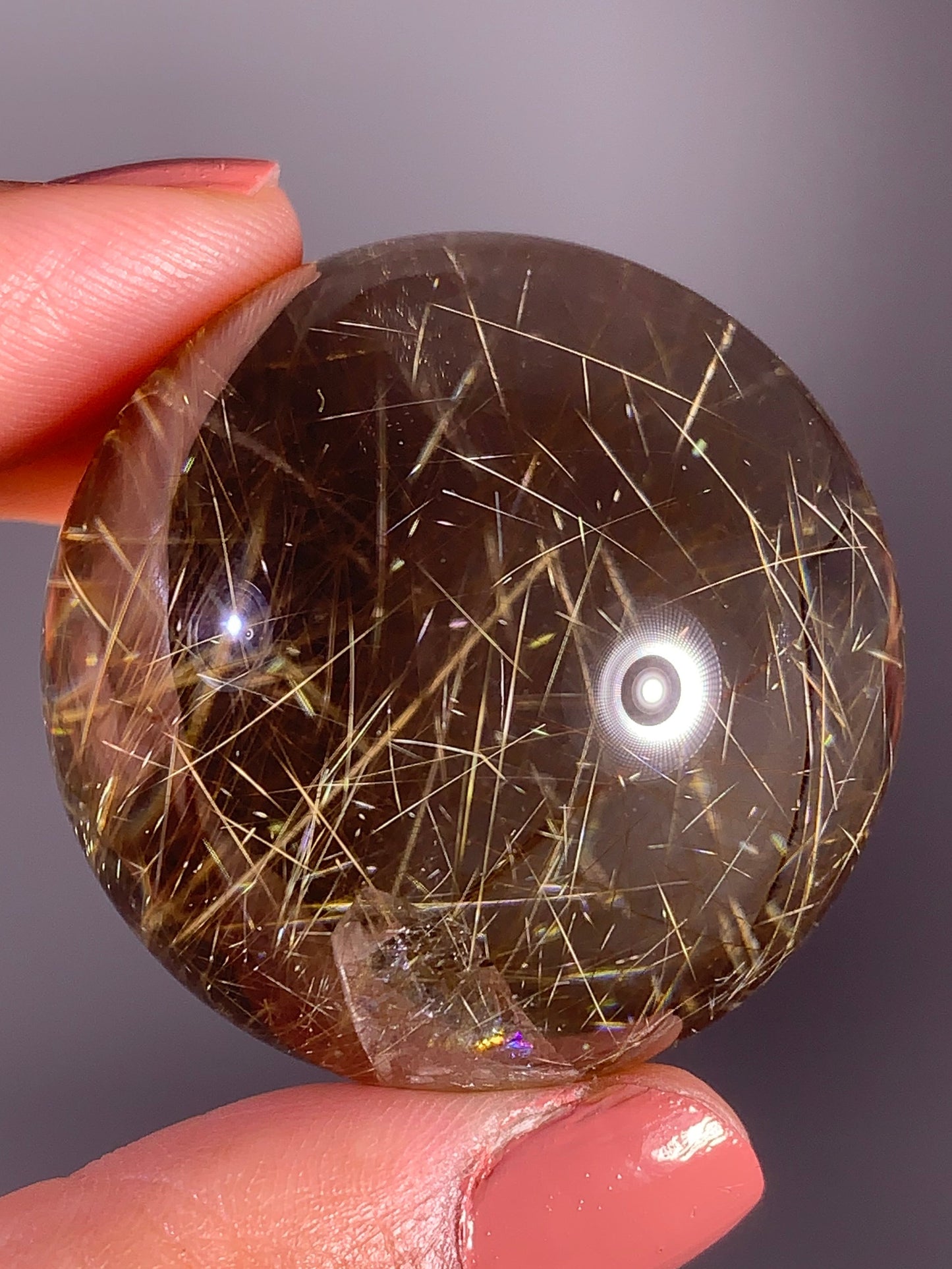Collector’s Grade Shooting Star Rutile Quartz Sphere with Manifestation (Quartz in Quartz) – Brazil