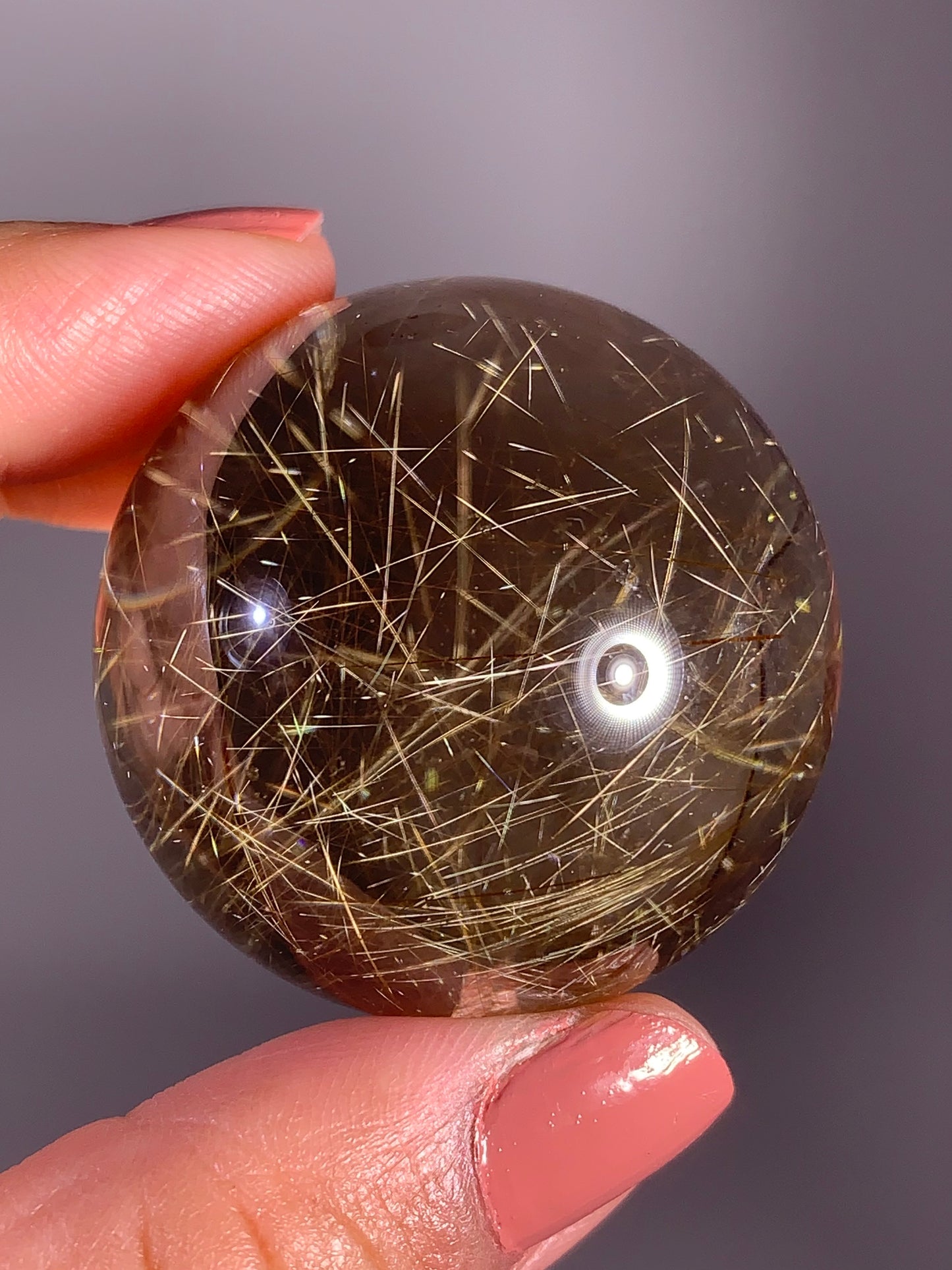 Collector’s Grade Shooting Star Rutile Quartz Sphere with Manifestation (Quartz in Quartz) – Brazil