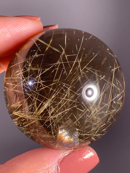 Collector’s Grade Shooting Star Rutile Quartz Sphere with Manifestation (Quartz in Quartz) – Brazil