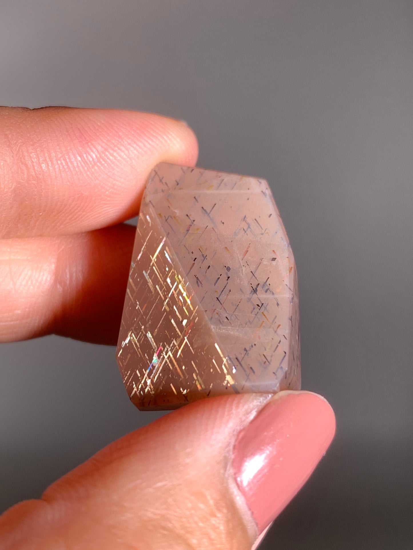 Rainbow Lattice Sunstone Polished Freeform