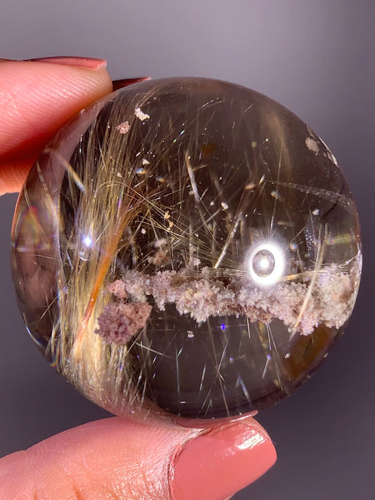 Collector’s Piece Shooting Star Rutile Garden Quartz Sphere – Brazil