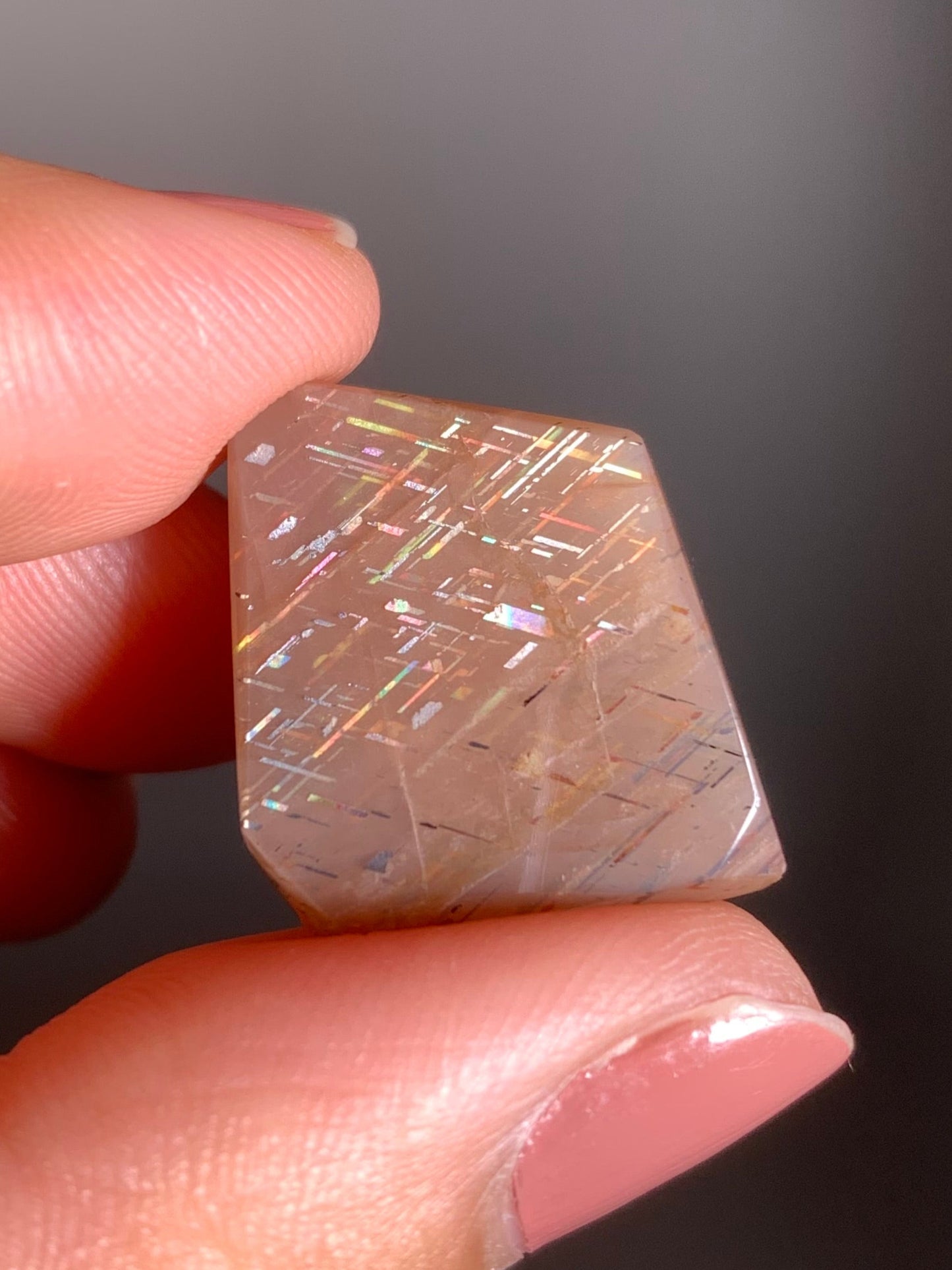 Rainbow Lattice Sunstone Polished Freeform