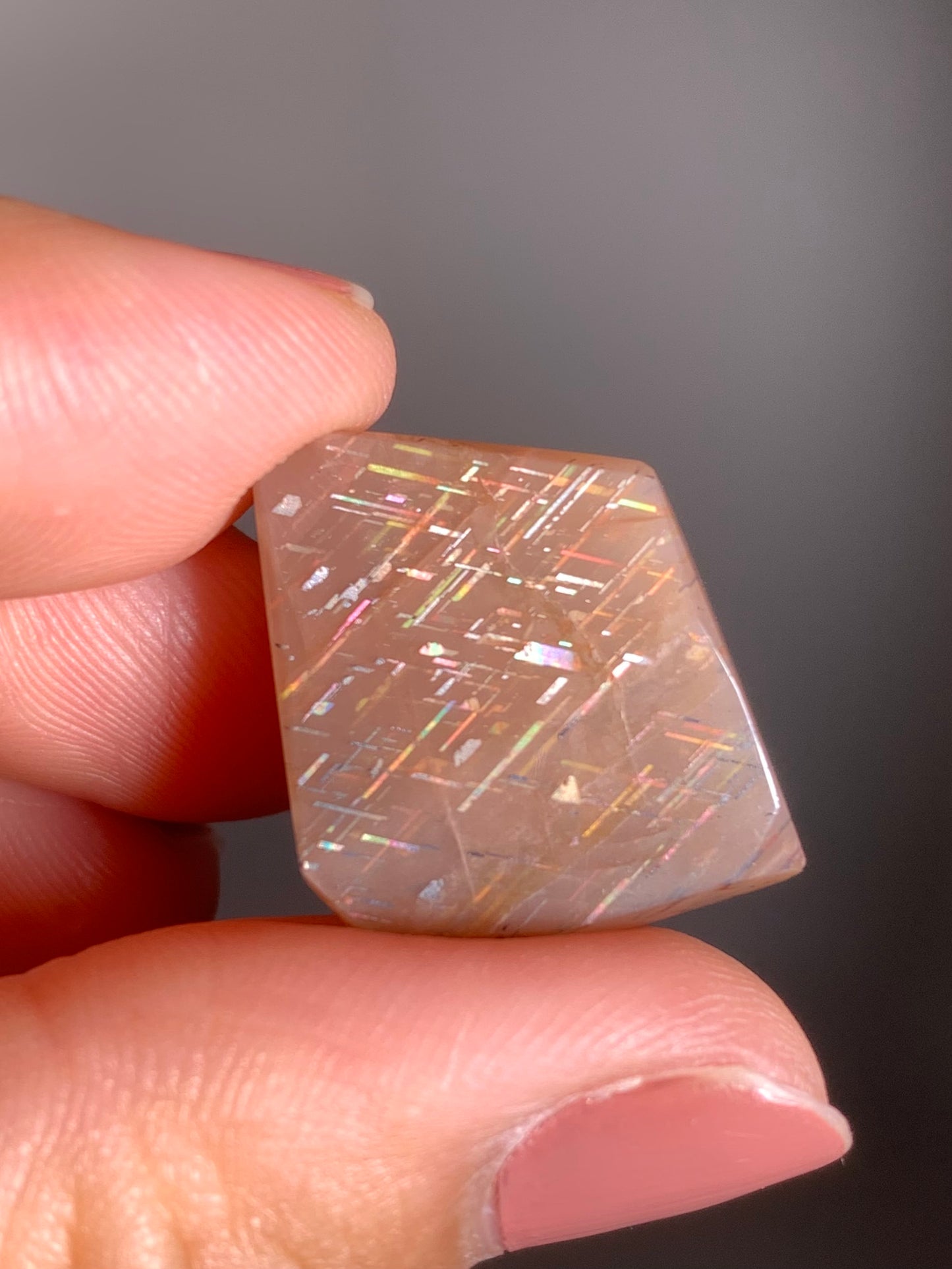 Rainbow Lattice Sunstone Polished Freeform