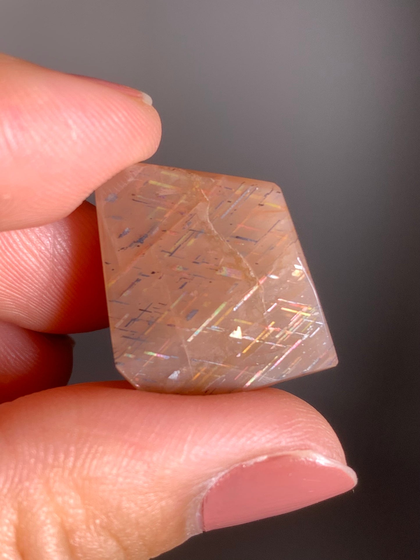 Rainbow Lattice Sunstone Polished Freeform