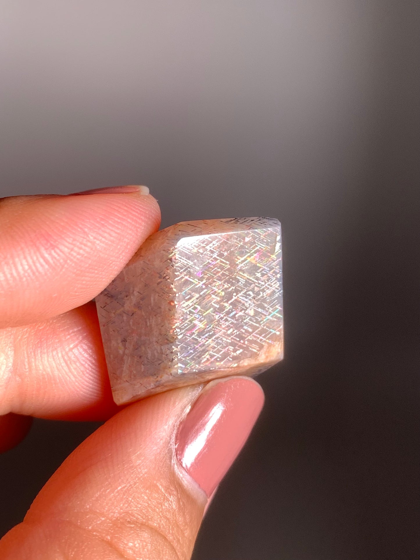 Rainbow Lattice Sunstone Polished Freeform