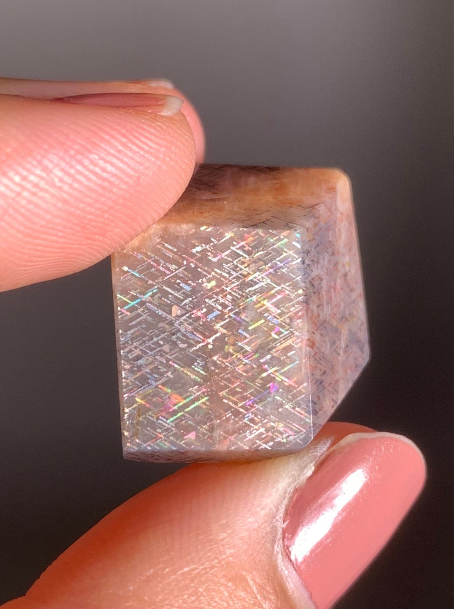 Rainbow Lattice Sunstone Polished Freeform