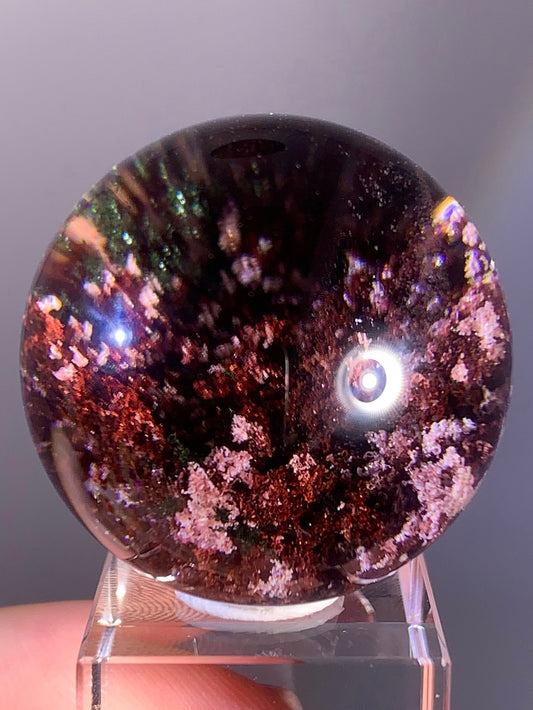 Collector’s Grade Red, Pink & Green Garden Quartz Sphere – Brazil