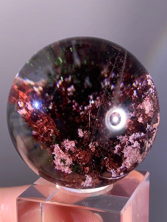 Collector’s Grade Red, Pink & Green Garden Quartz Sphere – Brazil