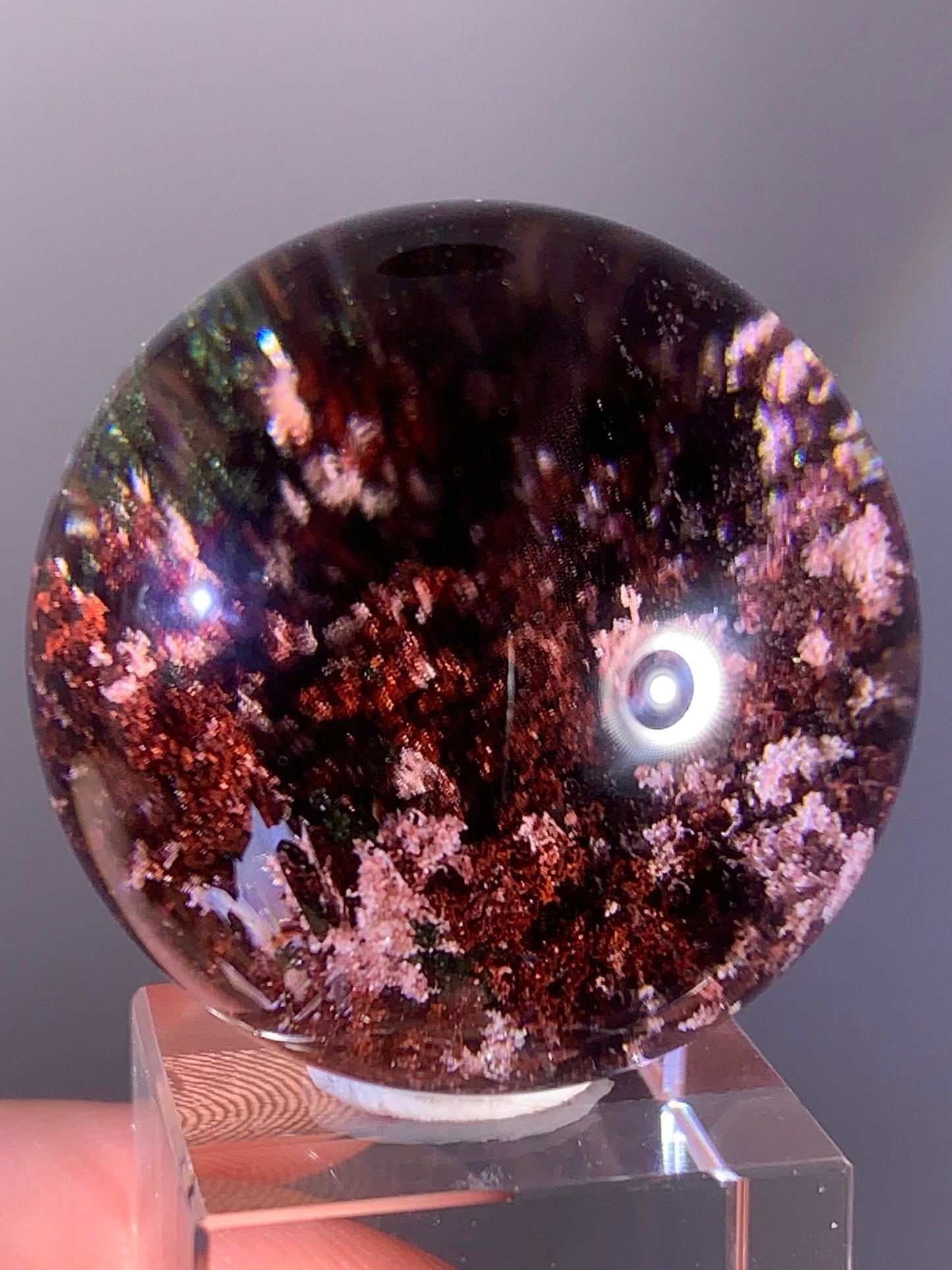 Collector’s Grade Red, Pink & Green Garden Quartz Sphere – Brazil