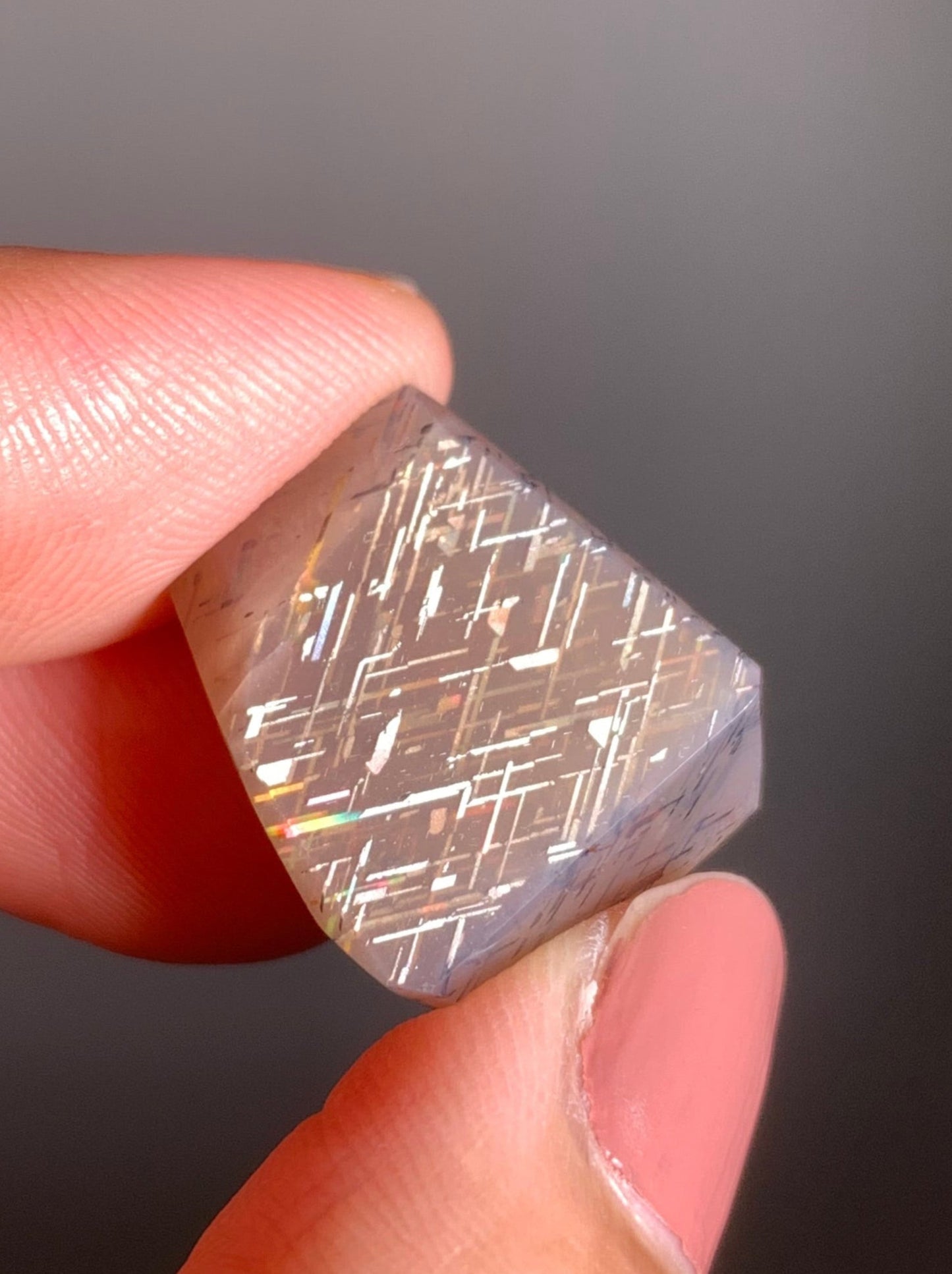 Rainbow Lattice Sunstone Polished Freeform
