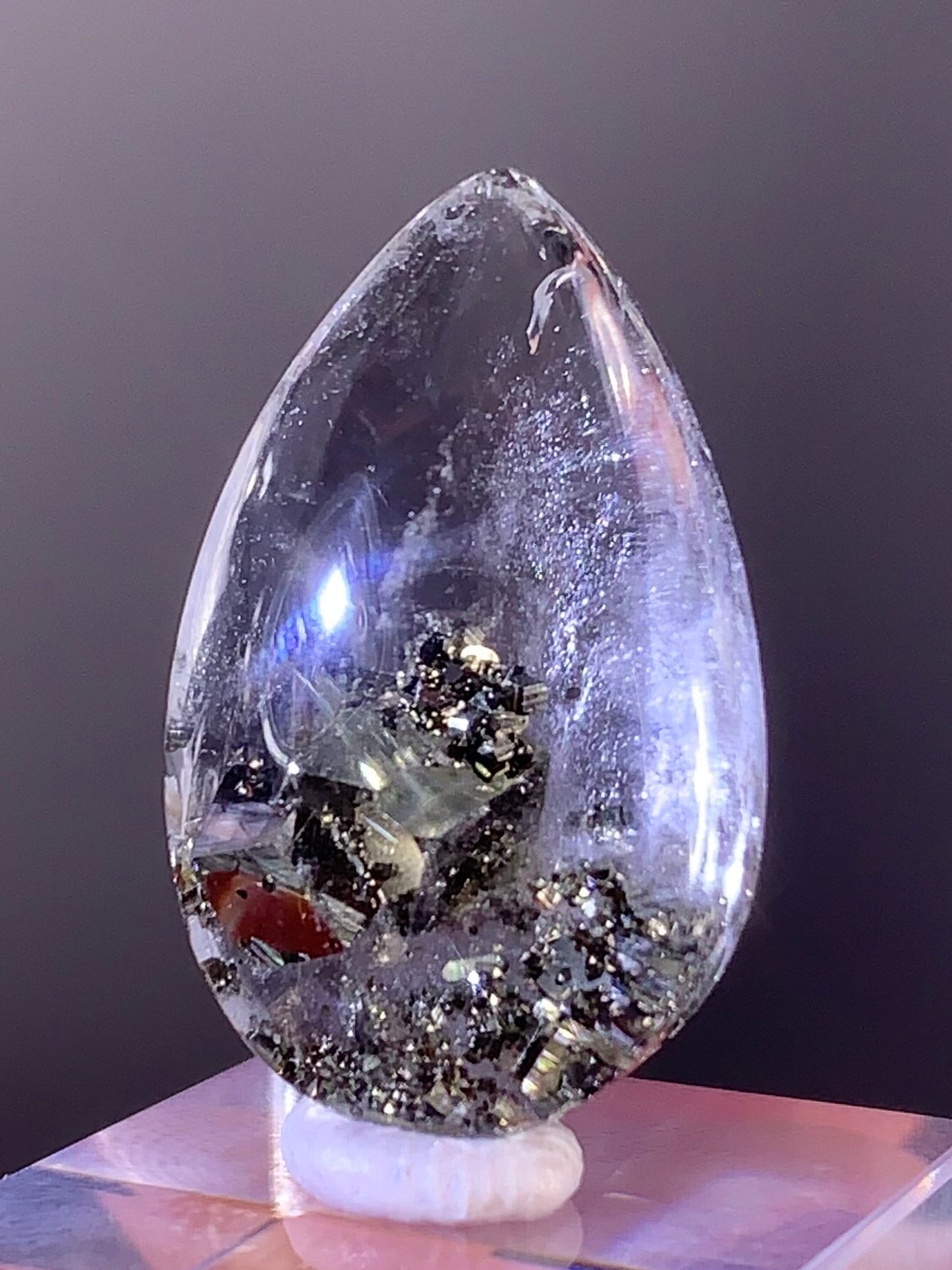 High-Grade Pyrite Included Quartz Teardrop – Madagascar