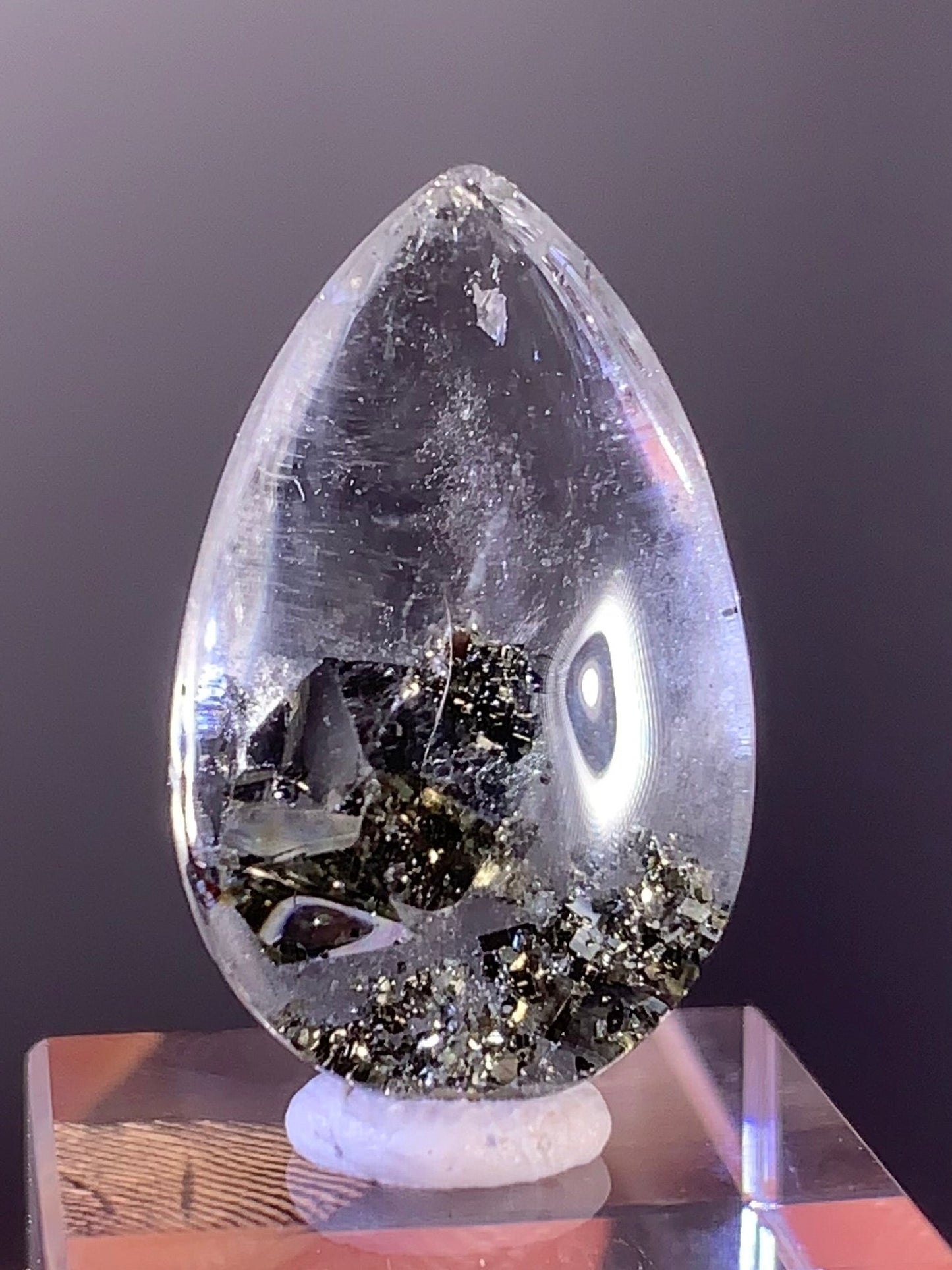 High-Grade Pyrite Included Quartz Teardrop – Madagascar