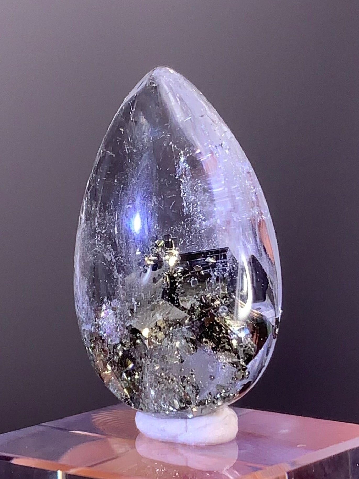 High-Grade Pyrite Included Quartz Teardrop – Madagascar