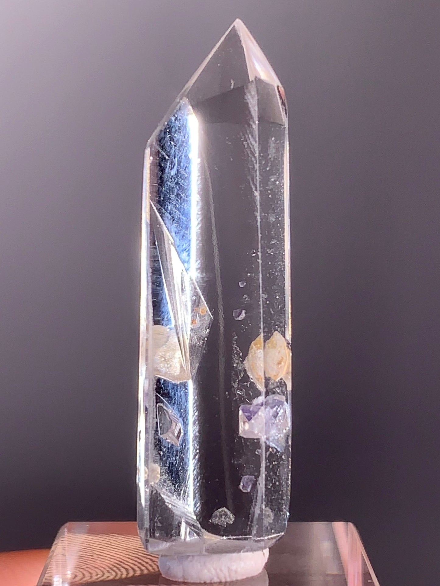Purple Fluorite in Quartz Tower – Madagascar