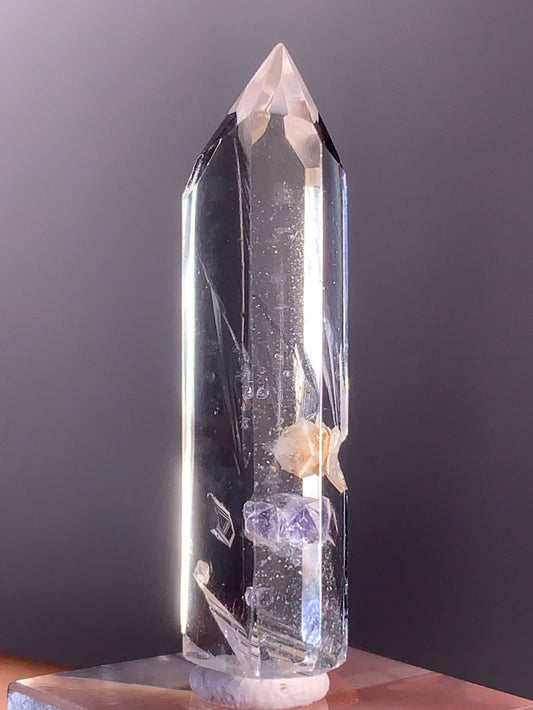 Purple Fluorite in Quartz Tower – Madagascar