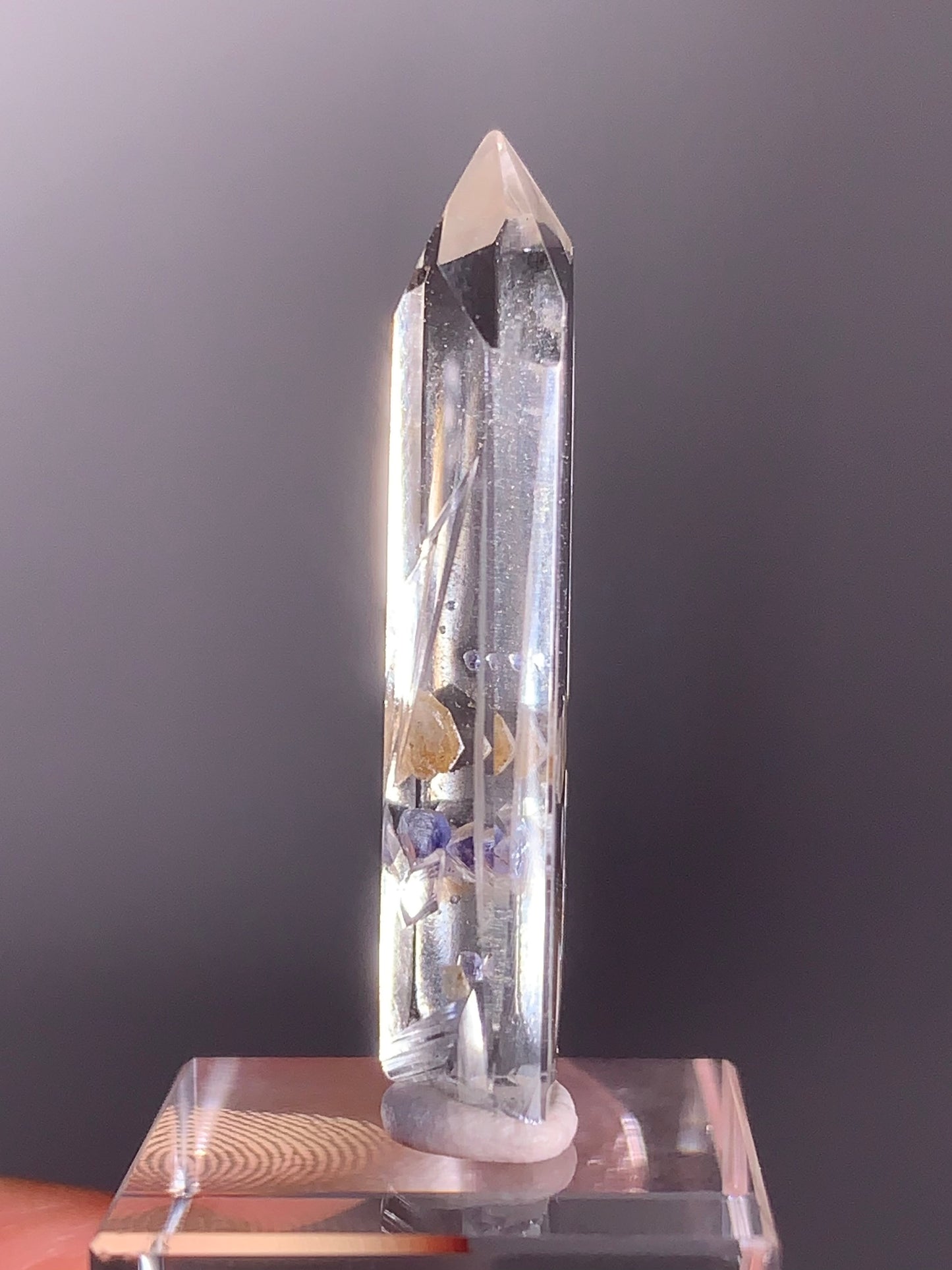 Purple Fluorite in Quartz Tower – Madagascar