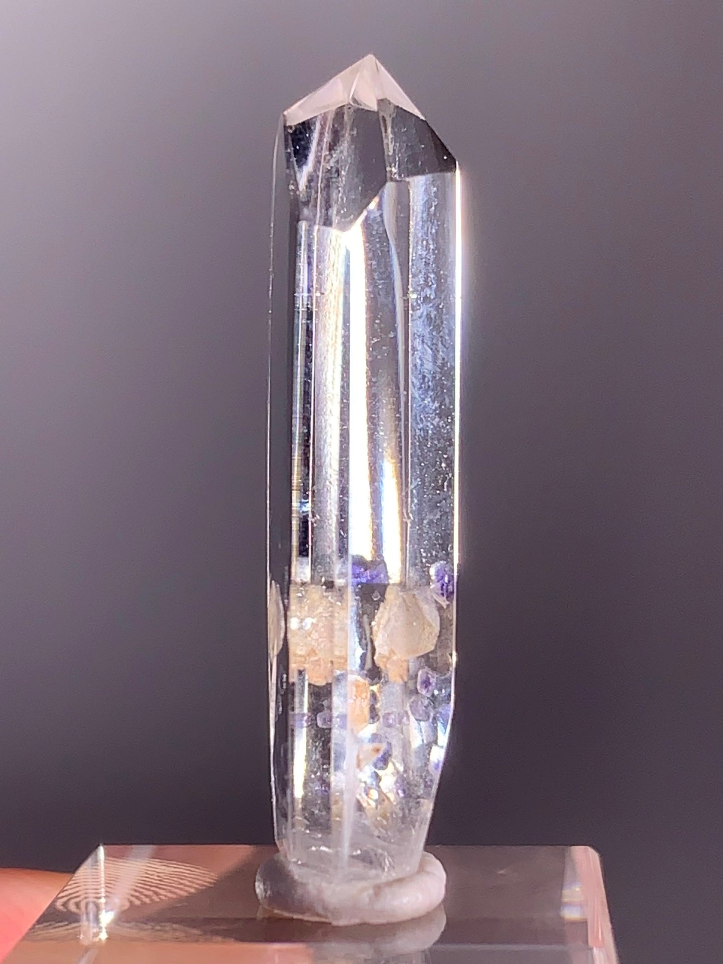 Purple Fluorite in Quartz Tower – Madagascar