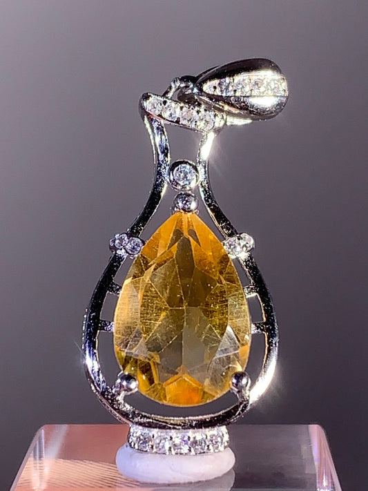 Citrine Pendant in S925 Sterling Silver – Brazil