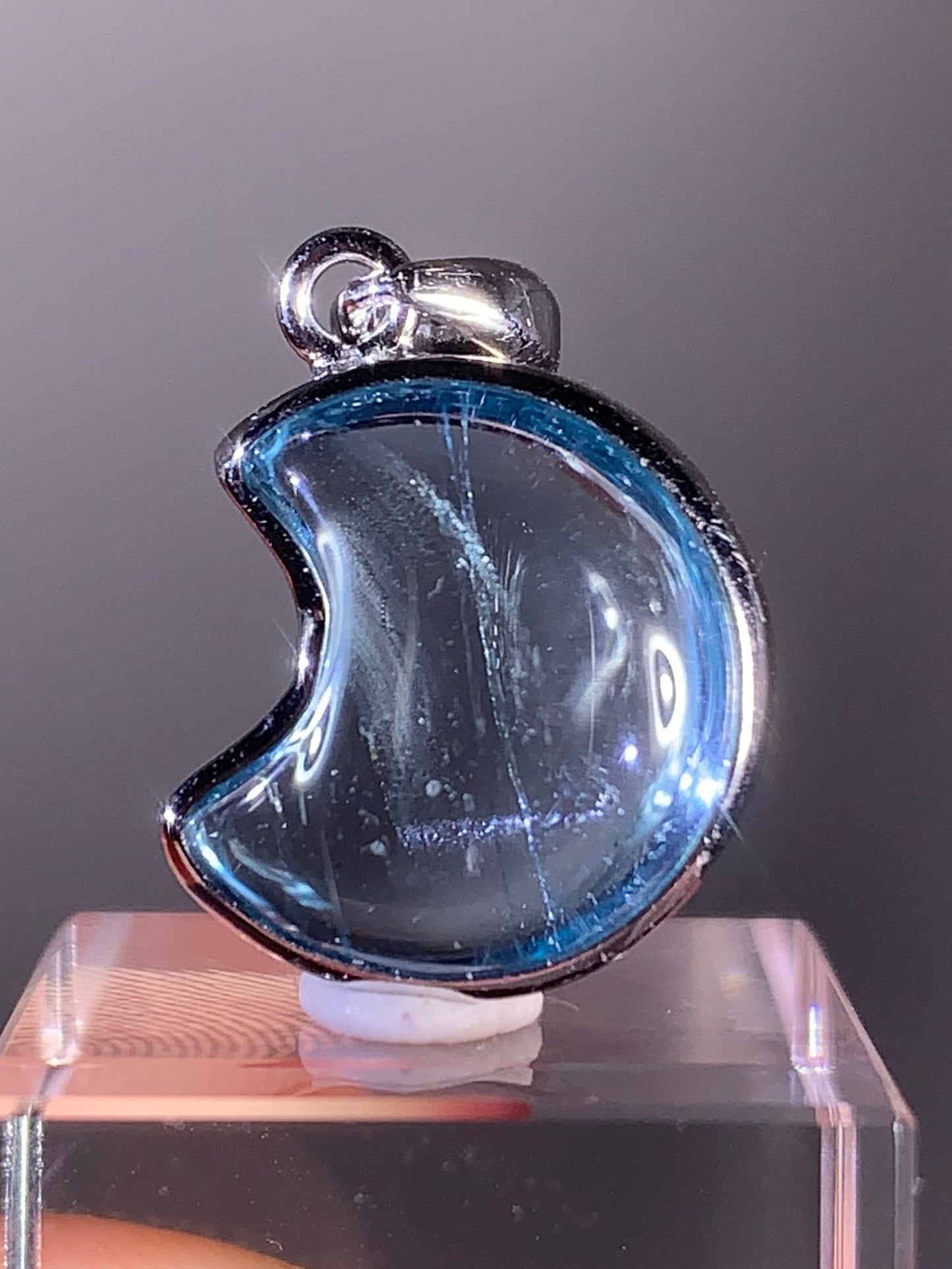 Moon Shape Topaz Pendant in S925 Sterling Silver – Brazil