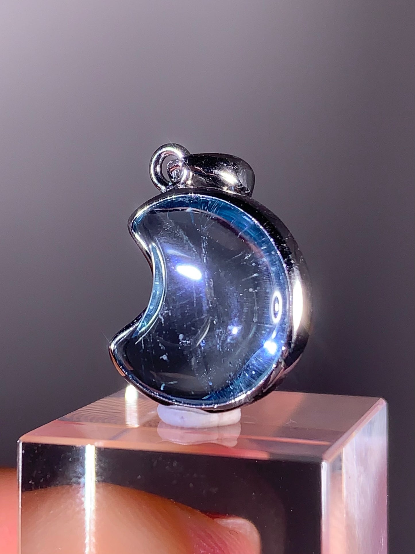 Moon Shape Topaz Pendant in S925 Sterling Silver – Brazil