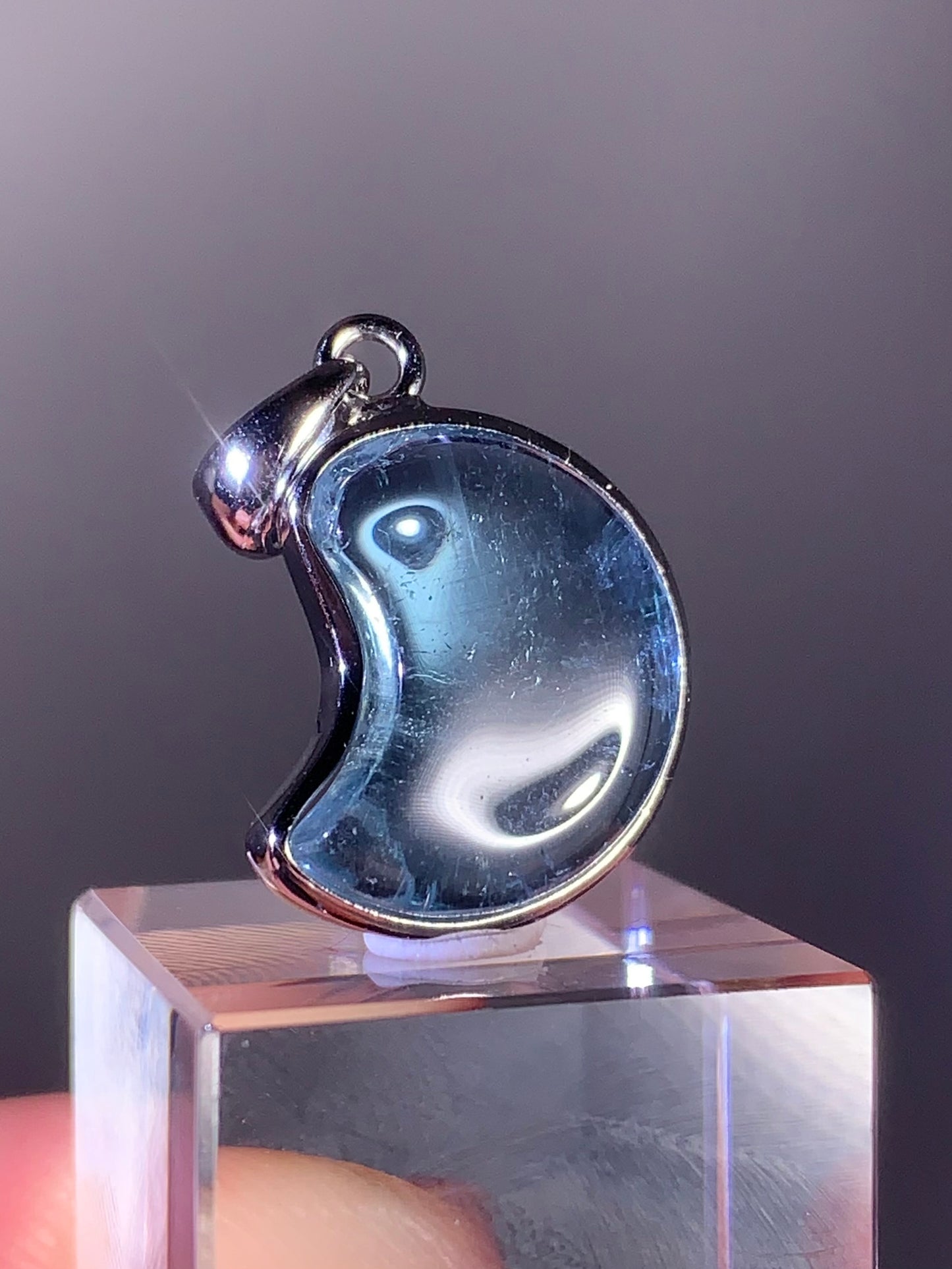 Moon Shape Topaz Pendant in S925 Sterling Silver – Brazil