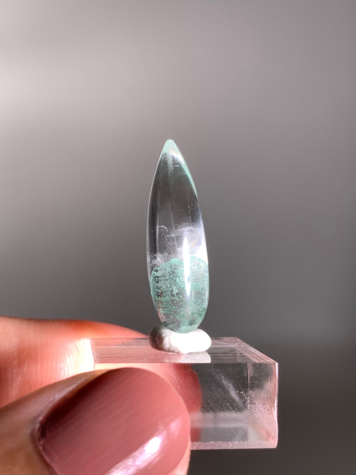 Teardrop-Polished Phantom Quartz with Rare Tiffany Blue Color from Madagascar – Ideal for a Pendant