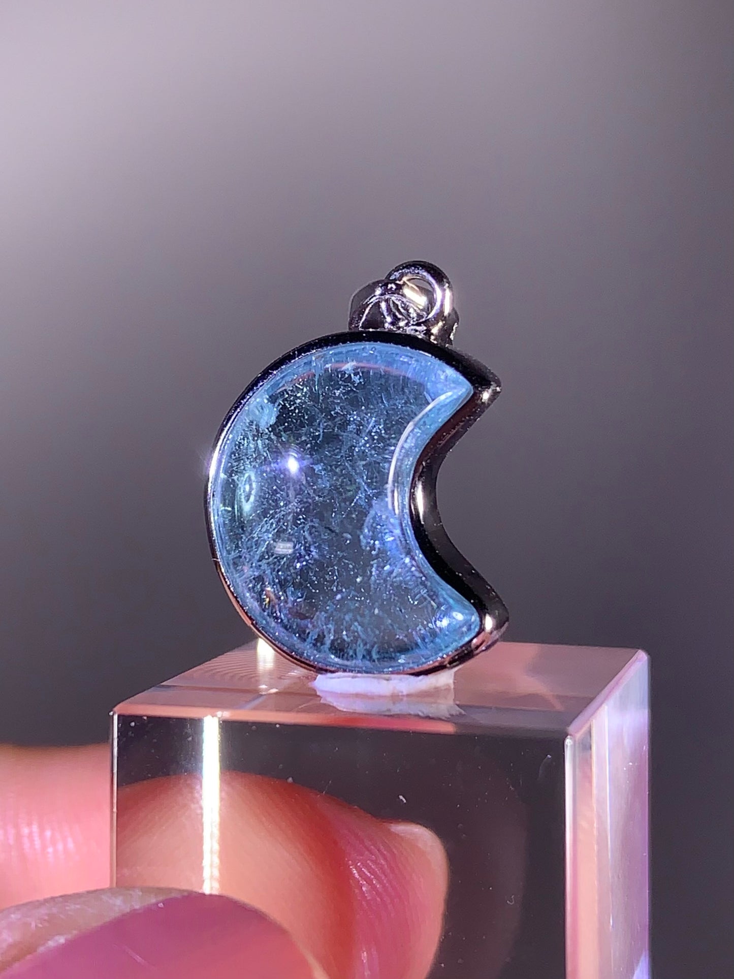 Moon Shape Topaz Pendant in S925 Sterling Silver – Brazil