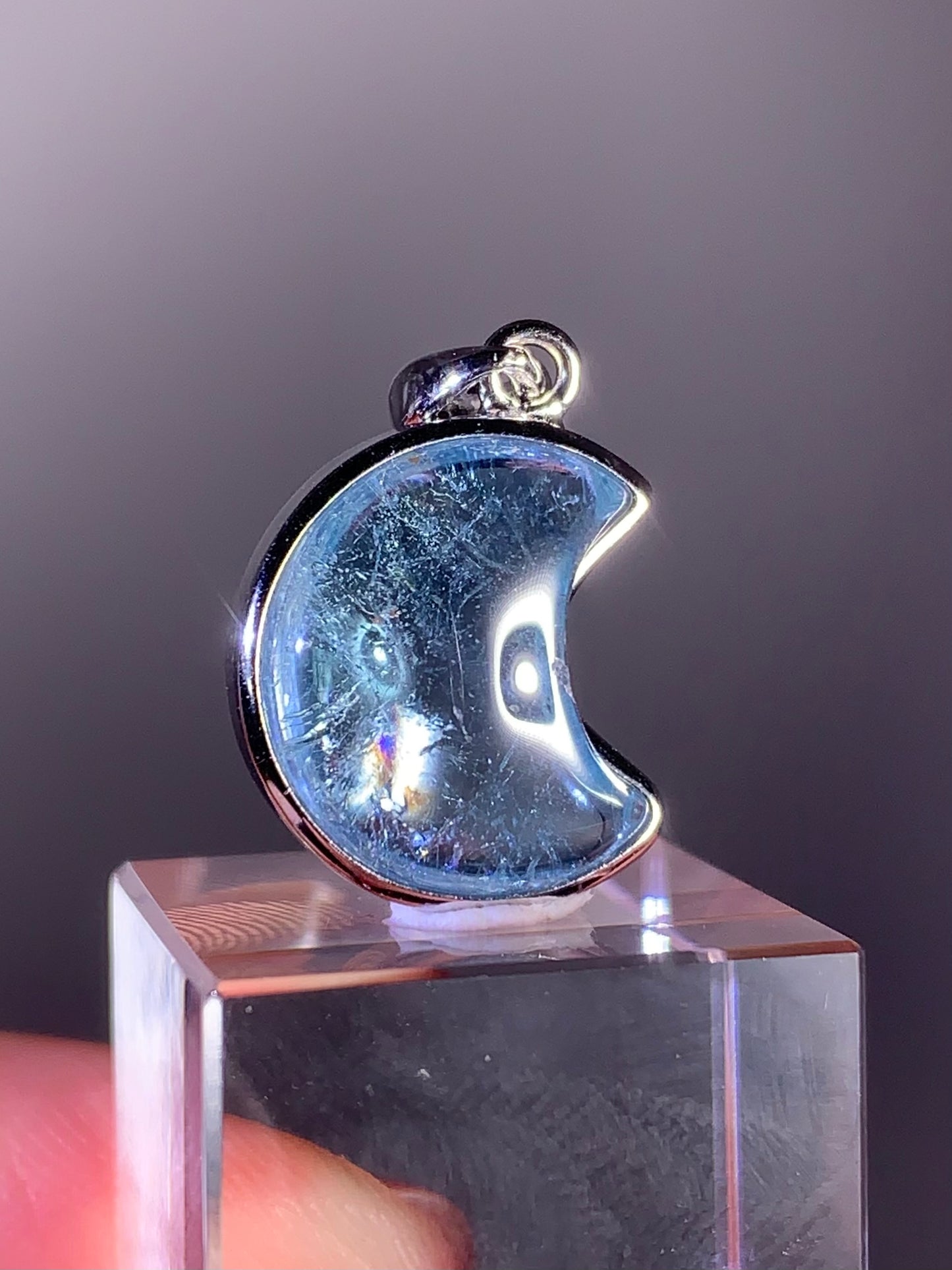 Moon Shape Topaz Pendant in S925 Sterling Silver – Brazil