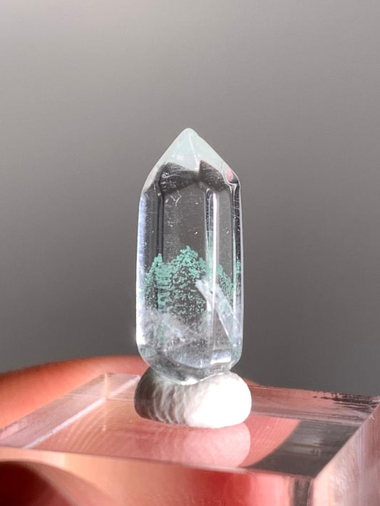 Double-Terminated "Quartz-in-Quartz" Polished Phantom Quartz with Rare Tiffany Blue Color from Madagascar