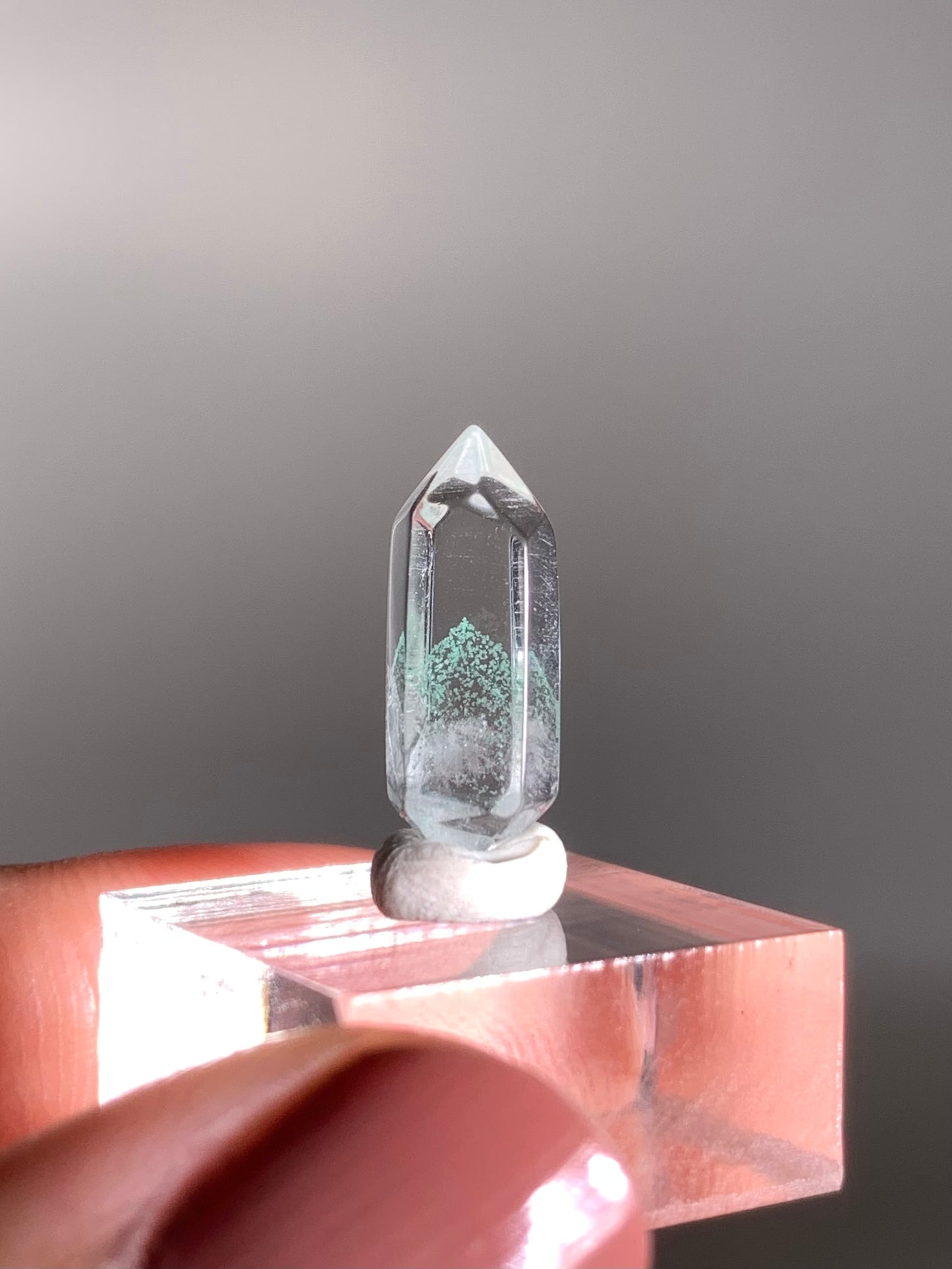 Double-Terminated "Quartz-in-Quartz" Polished Phantom Quartz with Rare Tiffany Blue Color from Madagascar