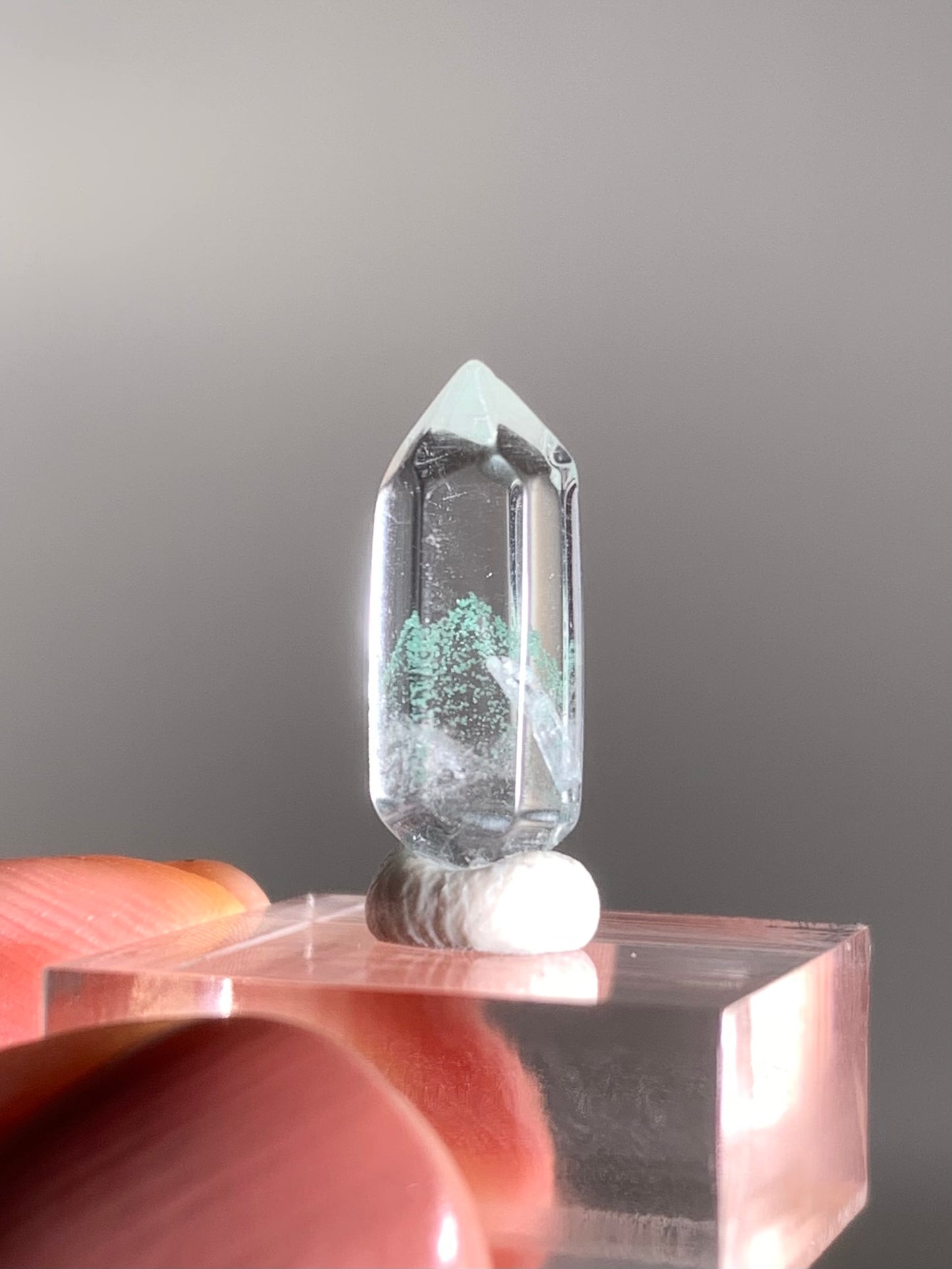Double-Terminated "Quartz-in-Quartz" Polished Phantom Quartz with Rare Tiffany Blue Color from Madagascar