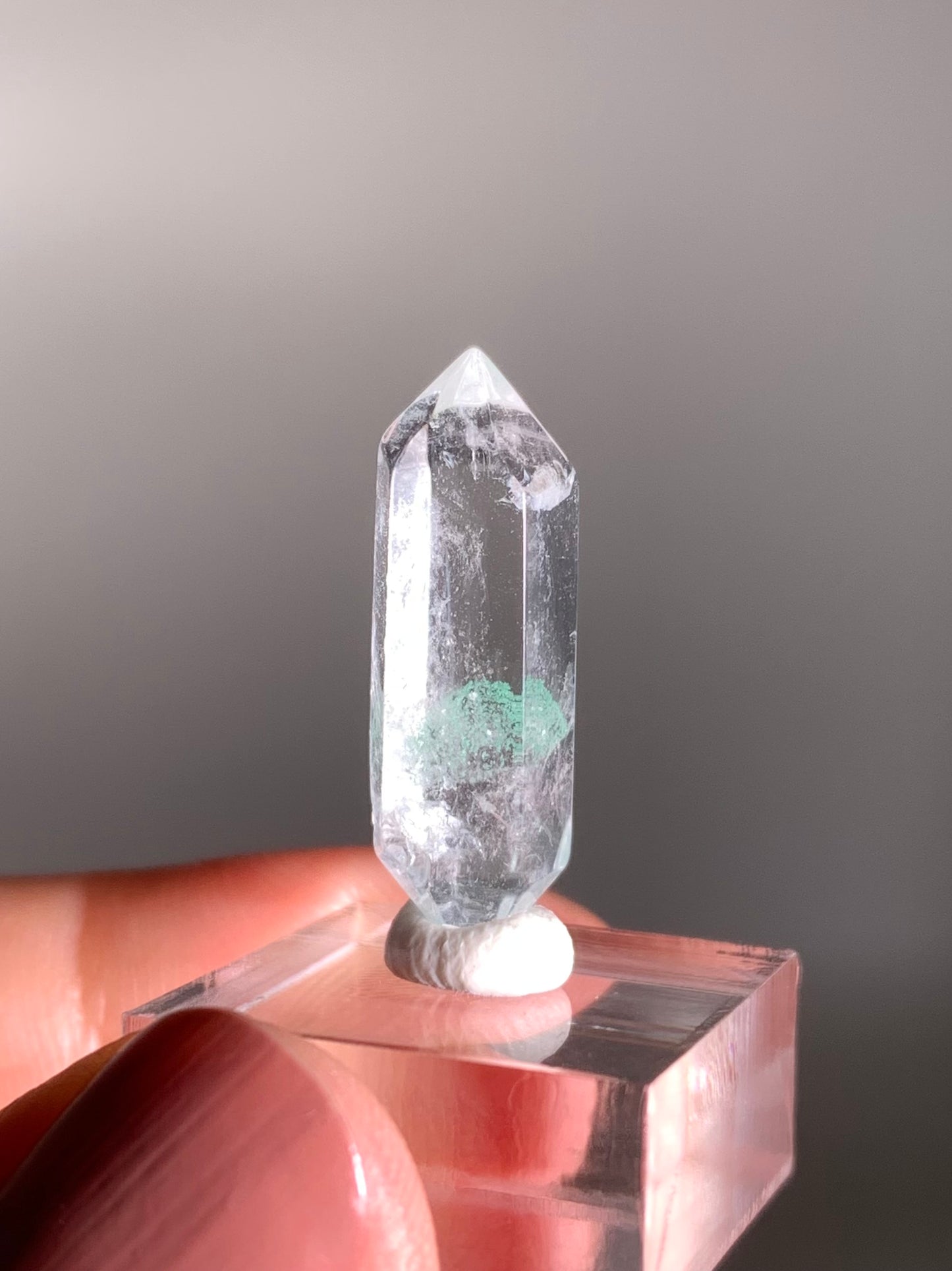 Double-Terminated, Polished Phantom Quartz with Rare Tiffany Blue Color from Madagascar