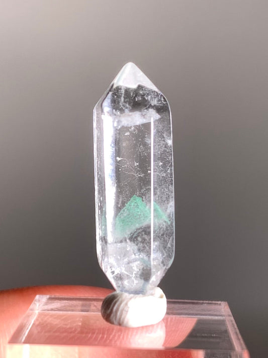Double-Terminated, Polished Phantom Quartz with Rare Tiffany Blue Color from Madagascar