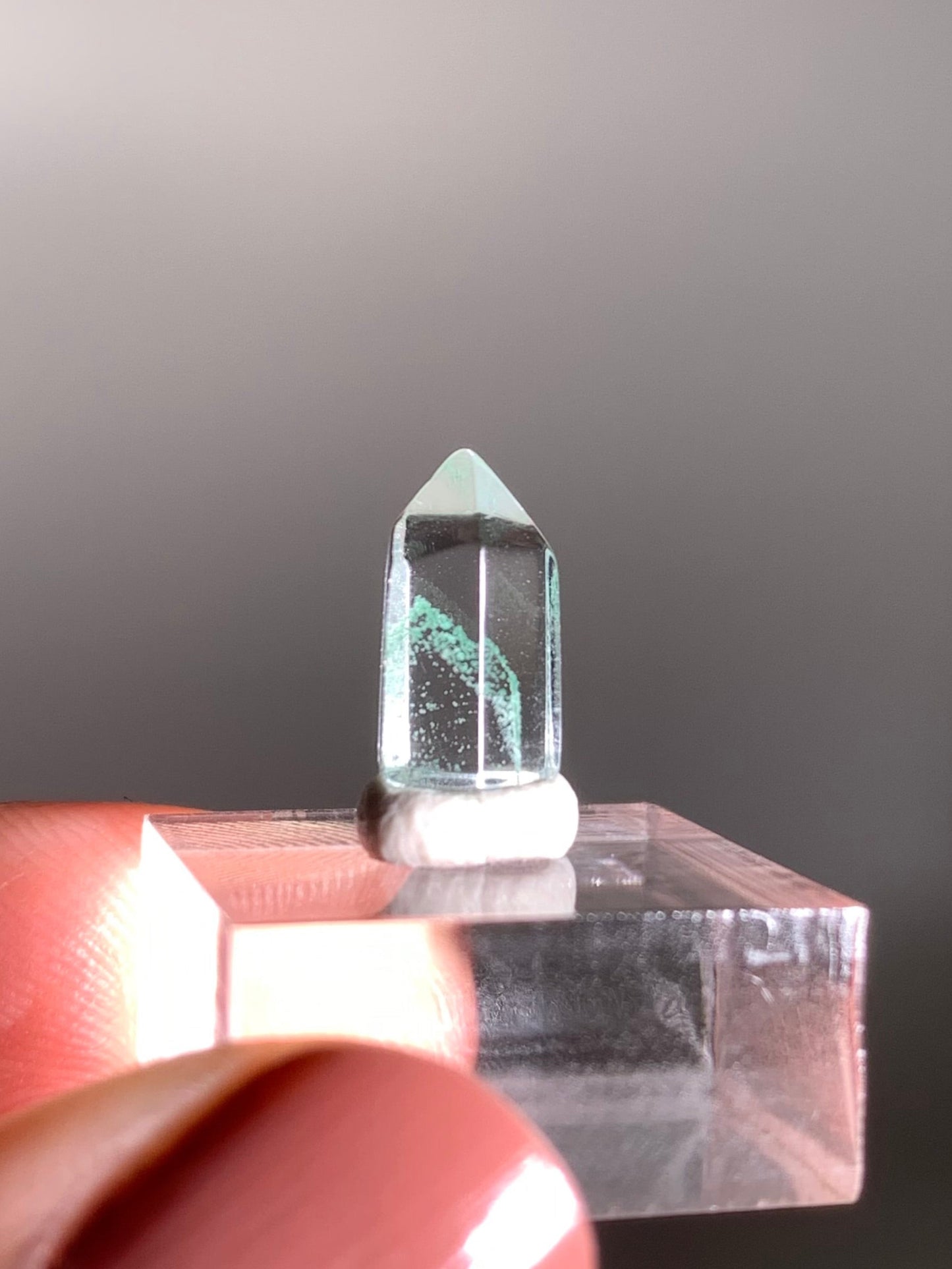 Polished Phantom Quartz Tower with Rare Tiffany Blue Color from Madagascar