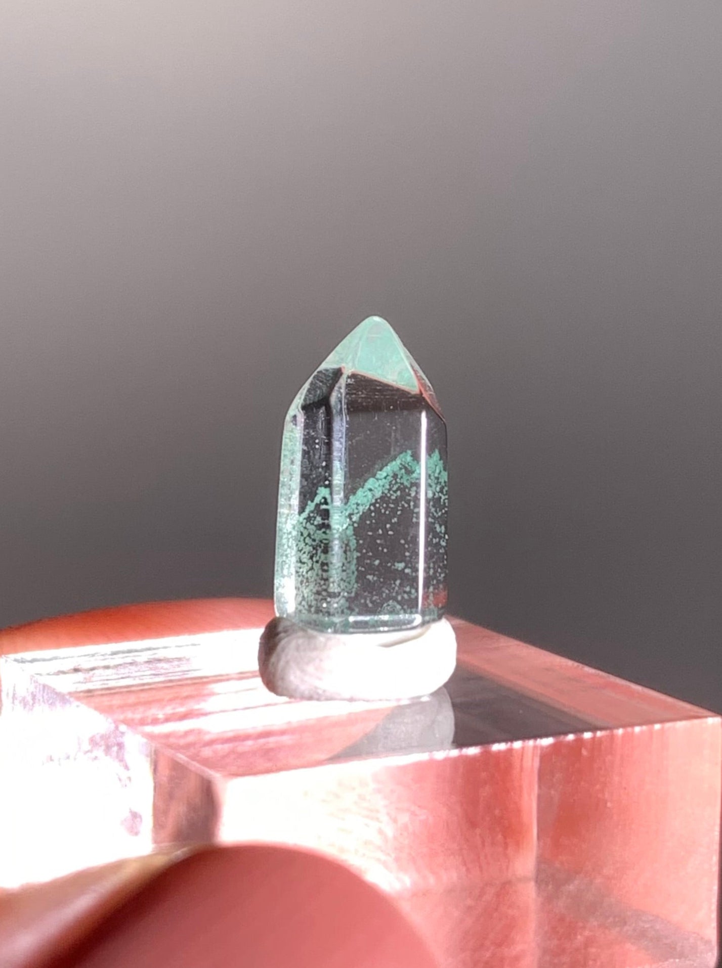 Polished Phantom Quartz Tower with Rare Tiffany Blue Color from Madagascar