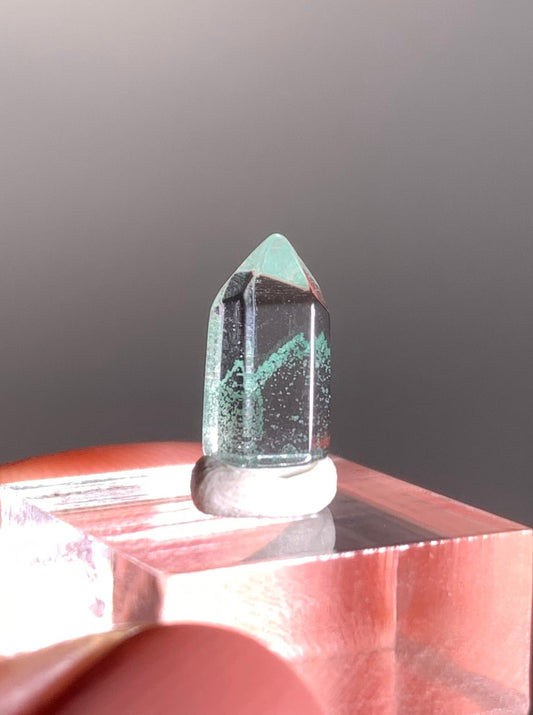 Polished Phantom Quartz Tower with Rare Tiffany Blue Color from Madagascar