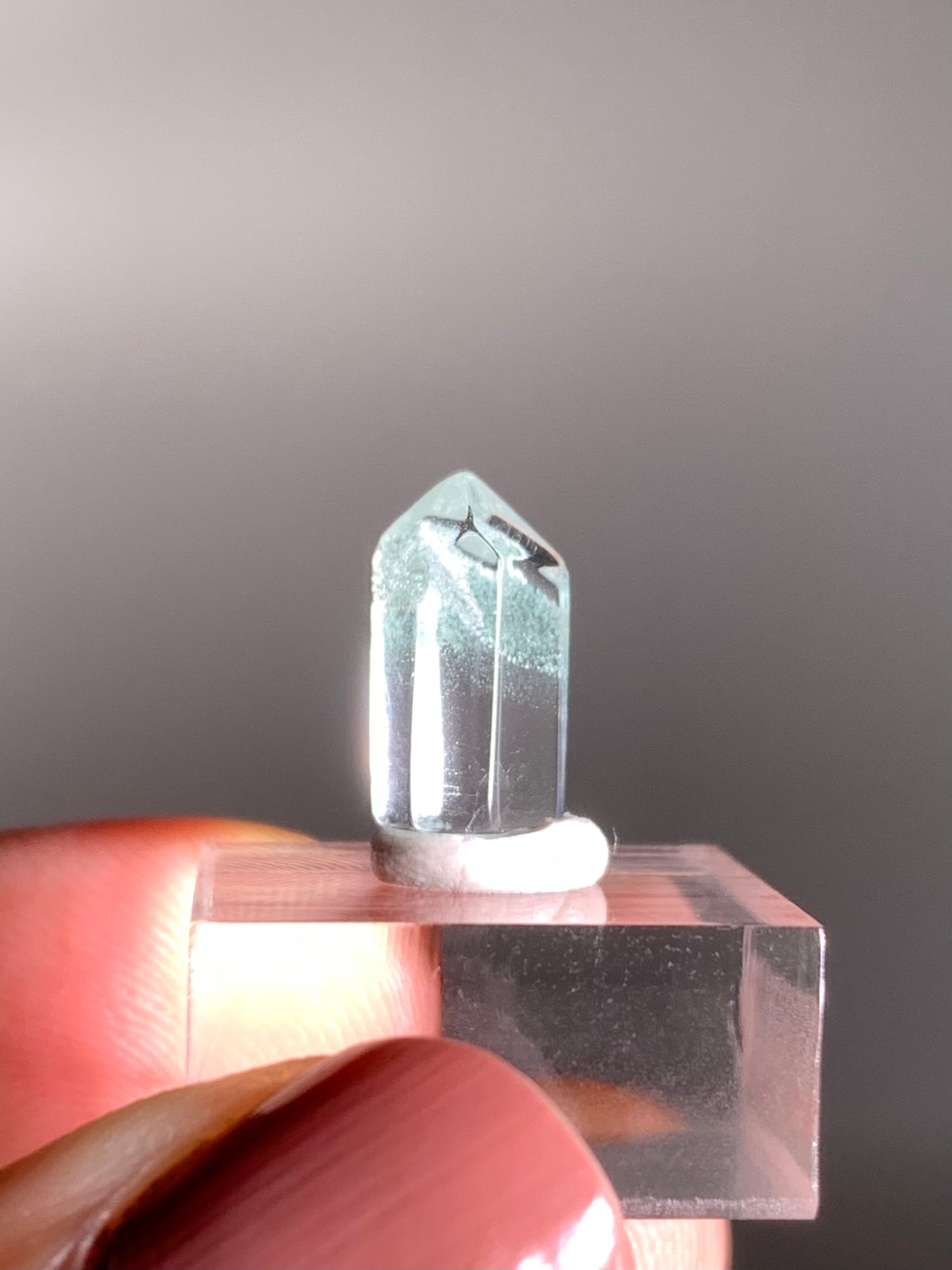 Polished Phantom Quartz Tower with Rare Tiffany Blue Color from Madagascar