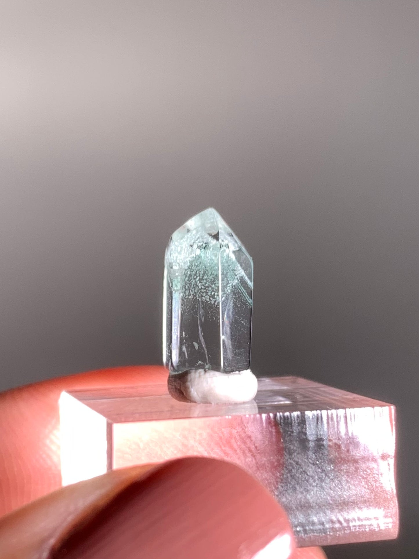 Polished Phantom Quartz Tower with Rare Tiffany Blue Color from Madagascar